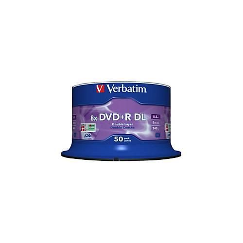 0023942437581 - 8 1x50 Verbatim DVD+R Double Layer 8x Speed 85GB matt silver  0023942437581