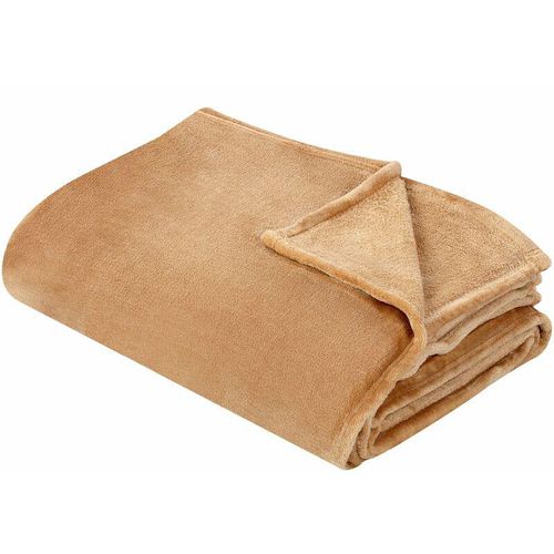 4255664814470 - Beliani - Kuscheldecke Sandbeige Polyester Stoff 200 x 220 cm Einfarbig Modern Überwurf für Bett Sofa Couch Sessel Erwachsene Wohnzimmer Schlafzimmer