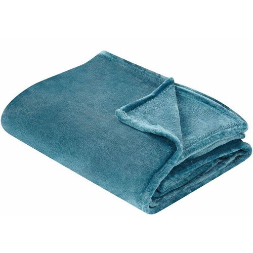 4255664814401 - Kuscheldecke Blau Polyester Stoff 150 x 200 cm Einfarbig Modern Überwurf für Bett Sofa Couch Sessel Erwachsene Kinder Wohnzimmer Schlafzimmer - Blau