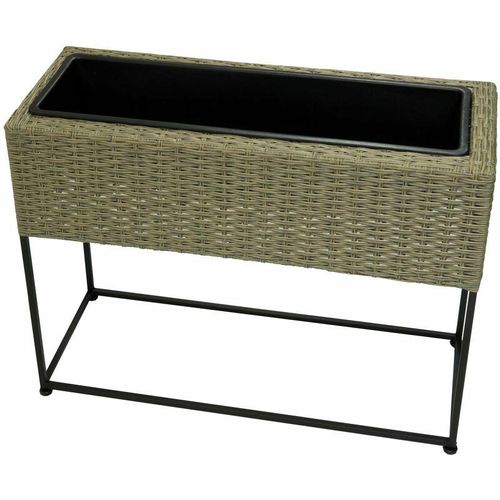 4057984010736 - Kynast Exklusiv - Pflanzkasten Poly Rattan 65 x 24 x 52 cm natur mit Einsatz - Natur