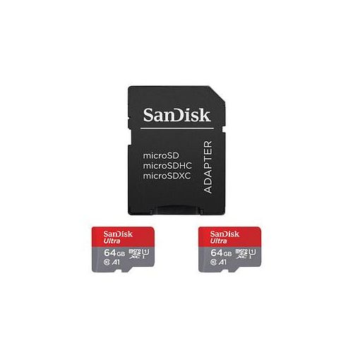 0619659200602 - Speicherkarte Ultra SDSQUAB-064G-GN6MT Micro-SDXC mit SD-Adapter Class 10 bis 140 MB s 64 GB 0619659200602 SanDisk 2 Stück