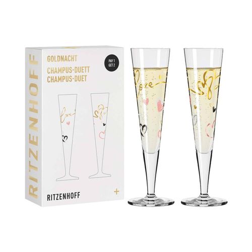 4001852076768 - RITZENHOFF 2er-Set Champagnerflöten Goldnacht - COliveira - 205 ml