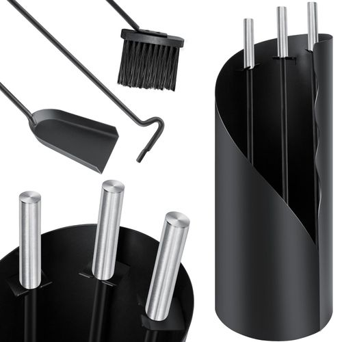 4260729112163 - KESSER® Kaminbesteck Set 4-teiliges Kaminzubehör – Modern Design beschichtet Hochwertige Kamingarnitur aus 4 Teilen Besen Schaufel Schürhaken Ständer Stahl Edelstahlgriffe 4260729112163 - KESSER® Kaminbesteck Set 4-teiliges Kaminzubehör – Modern Design beschichtet Hochwertige Kamingarnitur aus 4 Teilen Besen Schaufel Schürhaken Ständer Stahl Edelstahlgriffe