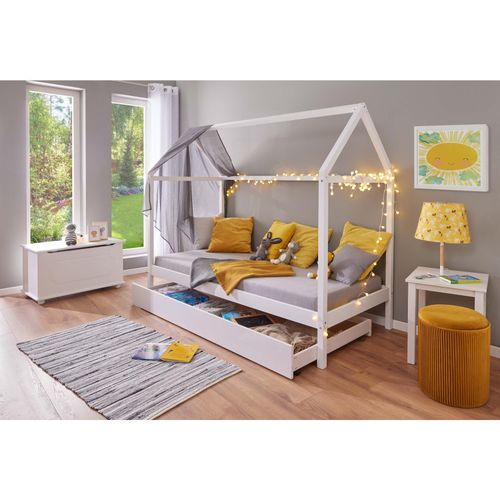 4010340402903 - Kinderbett Hausbett Sunroad 90x200 cm in Kiefer Massivholz - Weiss