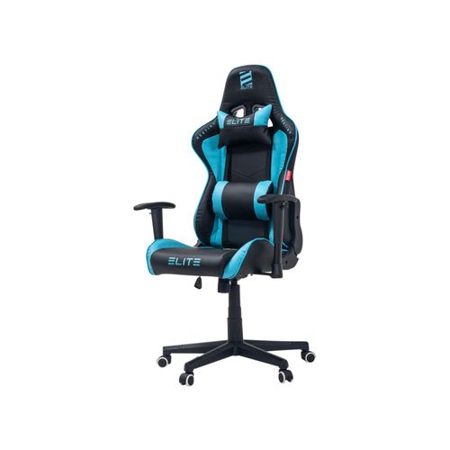 4056551044440 - ELITE Gaming-Stuhl DESTINY Rücken- und Nackenkissen Wippmechanik bis 170kg Sitzhöhe 45-55 MG200 (Schwarz Blau) 4056551044440 - ELITE Gaming-Stuhl DESTINY Rücken- und Nackenkissen Wippmechanik bis 170kg Sitzhöhe 45-55 MG200 (Schwarz Blau)