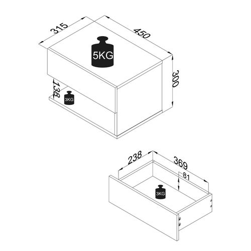 4051814419195 - Holz Wandschublade Nachtschrank Wandboard Schublade Konsole Nachttisch Usal XL 45 cm (Farbe Schwarz Honig-Eiche) 4051814419195 - Holz Wandschublade Nachtschrank Wandboard Schublade Konsole Nachttisch Usal XL 45 cm (Farbe Schwarz Honig-Eiche)