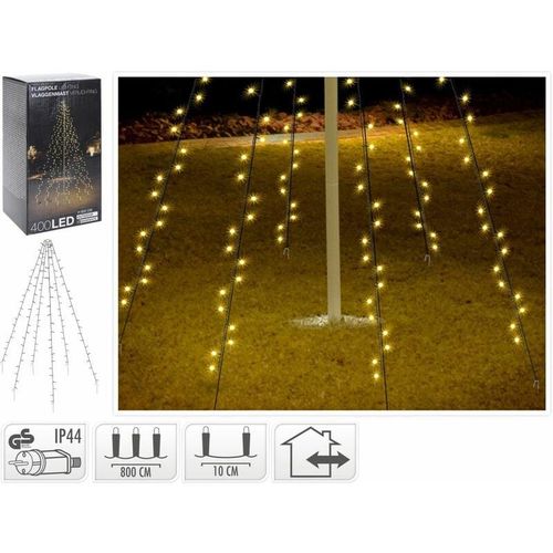 8719202006483 - Flagpole Lichter - 400 LEDs - 8 Meter - warmweißes Licht - wasserdicht