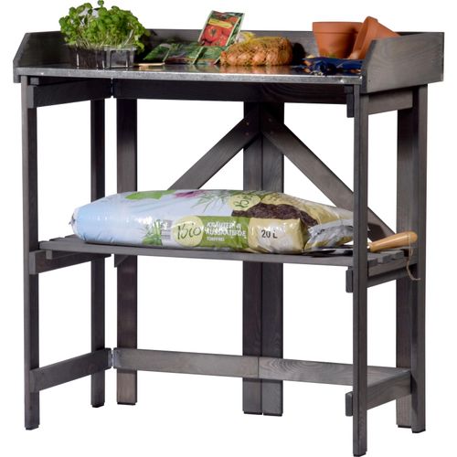 4042085291535 - Pflanztisch mit Ablage zusammenklappbar Anthrazit 85 x 44 x 89 cm