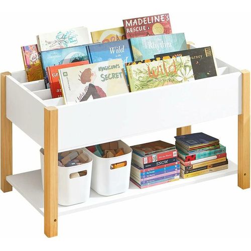 4251388614761 - KMB35-W Kinder Bücherregal Kinderregal mit Ablagefächern Aufbewahrungsregal für Kinder Bücherständer Spielzeugregal Weiß bht ca 85x45x42cm - Sobuy