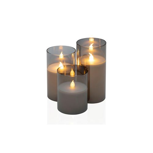 4000870480267 - LED-Kerze PAULEEN Classy Smokey Candle Kerzen Gr Ø 75 cm schwarz-weiß (anthrazit weiß) LED-Echtwachskerze LED-Kerze Weihnachtsdekoration Weihnachtsbeleuchtung Innen Kerzen Wachskerze
