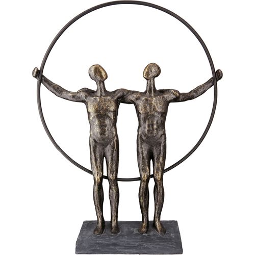 4063387375921 - Dekofigur CASABLANCA BY GILDE Skulptur two men Dekofiguren Gr B H T 27 cm x 355 cm x 8 cm braun (bronzefarben) Deko-Objekte