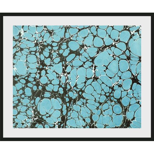 4049009916055 - Bild QUEENCE Flora Bilder Gr B H 60 cm x 50 cm Wandbild Abstrakt Querformat blau (türkis) Kunstdrucke Abstrakt Marmor gerahmt
