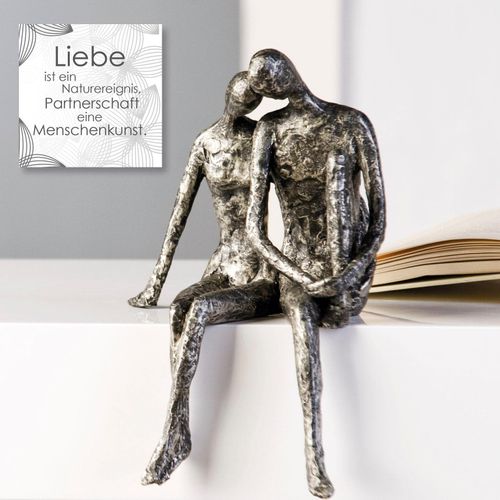 4001250596578 - Dekofigur CASABLANCA BY GILDE Skulptur Couple Dekofiguren Gr B H T 18 cm x 25 cm x 12 cm silberfarben Weihnachtsengel Weihnachtsfiguren