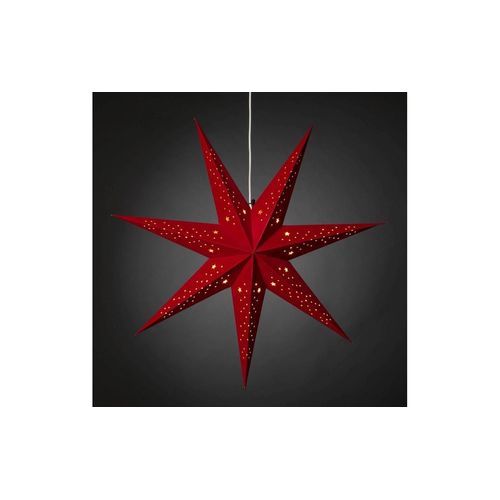 7318305951556 - Dekostern KONSTSMIDE Weihnachtsstern Weihnachtsdeko rot Dekosterne rot Weihnachtssterne Papierstern LED Stern mit rotem Samt perforiert 7 Zacken