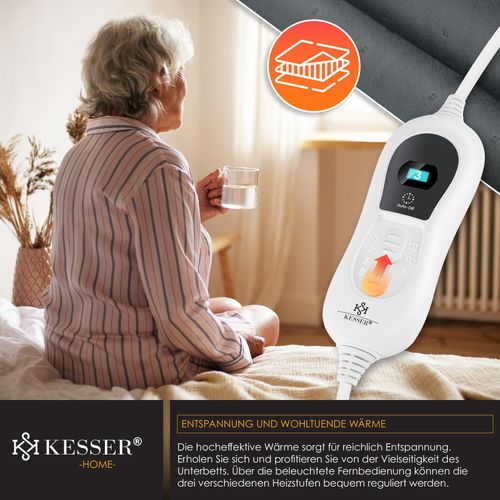 4255598301541 - KESSER® Wärmeunterbett mit Abschaltautomatik Fernbedienung Heizdecke mit 3 Temperaturstufen Wärmebettunterlage fürs Bett Matratzenheizung Wärmedecke aus weichem Vlies Heizkissen 4255598301541 - KESSER® Wärmeunterbett mit Abschaltautomatik Fernbedienung Heizdecke mit 3 Temperaturstufen Wärmebettunterlage fürs Bett Matratzenheizung Wärmedecke aus weichem Vlies Heizkissen
