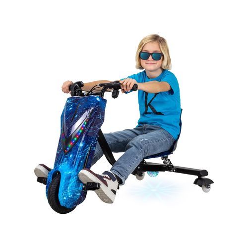 4056551206169 - Elektro-Drift-Trike für Kinder Drift-Scooter bis zu 15km h drosselbar Hupe LED-Driftrollen 360° (Space Blue) 4056551206169 - Elektro-Drift-Trike für Kinder Drift-Scooter bis zu 15km h drosselbar Hupe LED-Driftrollen 360° (Space Blue)