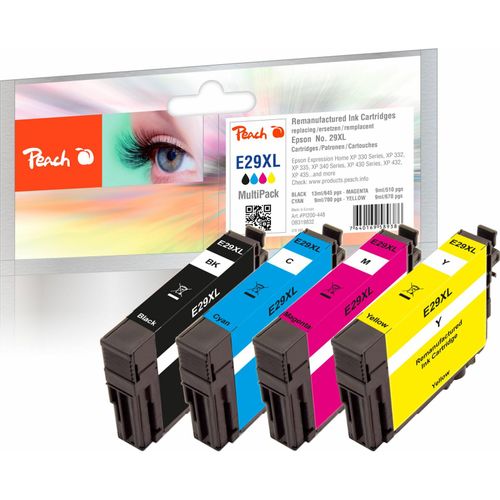 7640169589386 - E29 4 Druckerpatronen XL (bk c m y) ersetzt Epson T2996 No 29XL C13T29964010 für zB Epson Expression Home XP -235 (wiederaufbereitet)