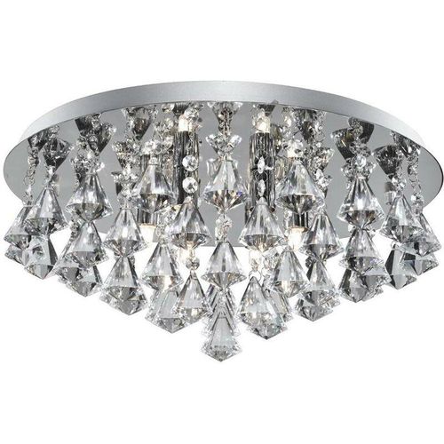 5013874386878 - Hanna - 6 Light Ceiling Semi Flush Light Chrom mit Kristallen G9 - Searchlight