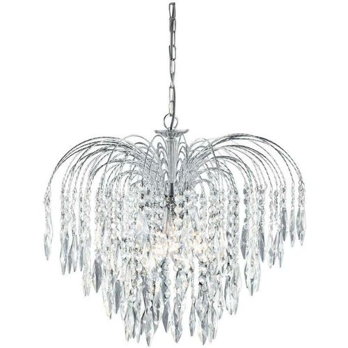 5013874299079 - Waterfall - 5 Light Crystal Chandelier Chrome Finish E14 - Searchlight