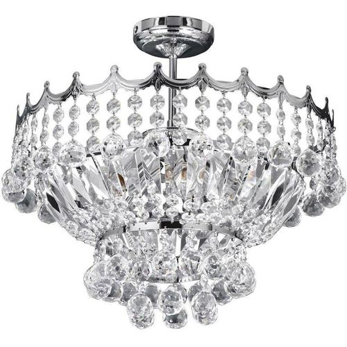 5013874365682 - Versailles - 5 Light Ceiling Semi Flush Light Chrom mit Kristallen E14 - Searchlight