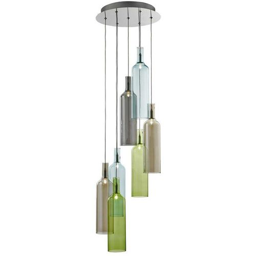 5053423021478 - Bottle - 7 Light Cluster Anhänger Chrom Rauchglas G4 Glühbirne - Searchlight