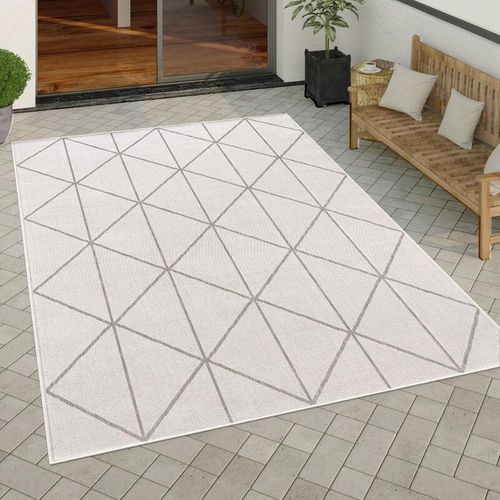 4061981116773 - Paco Home - Outdoor Teppich Wetterfest Wohnzimmer Küche Balkon Skandinavisch Geometrisch 160x220 cm Weiß