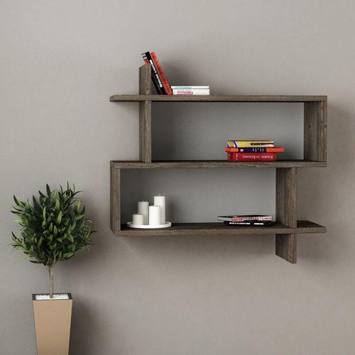 8680812109157 - Decortie Paralel Wandregal Modern Bücherregal Display Unit Dunkel Kaffee B 70cm Medium - Dark Coffee