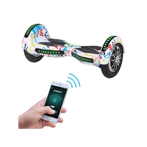 4056551034892 - W3 Hoverboard für Erwachsene und Kinder 10 Zoll Self-Balance-Scooter Bluetooth App 800 Watt (Weiß Bunt)