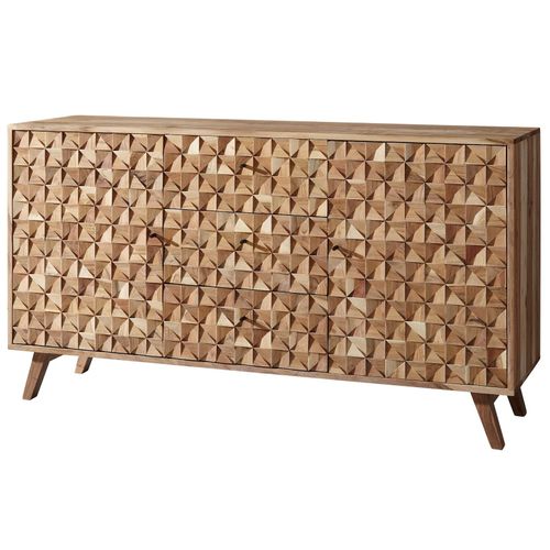 4250950286245 - Sideboard 140x785x40 cm Anrichte Massivholz Akazie Schrank Braun Landhaus-Stil Kommode mit 3 Schubladen & 2 Türen Flurschrank Echtholz