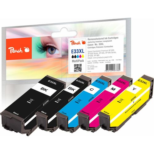7640169587382 - E33 5 Druckerpatronen XL (bk bkph c m y) ersetzt Epson T3357 No 33XL C13T33574010 für zB Epson Expression Premium XP -530 (wiederaufbereitet) 7640169587382 - E33 5 Druckerpatronen XL (bk bkph c m y) ersetzt Epson T3357 No 33XL C13T33574010 für zB Epson Expression Premium XP -530 (wiederaufbereitet)