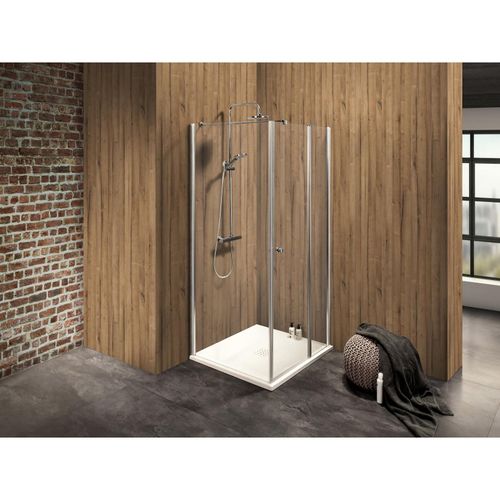 4063955011138 - Duschkabine  Duschabtrennung Vital 2 Drehtür an Festteil rechts + Duschwand links (Kombination) rechts 800mm links 875mm