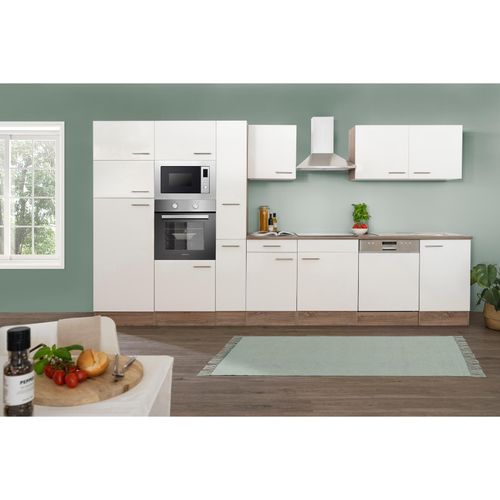 4260515339767 - Küchenprogramm Eiche York Küchenzeile 370 cm inkl E-Geräte & Mineralite Einbauspüle weiß 4260515339767 - Küchenprogramm Eiche York Küchenzeile 370 cm inkl E-Geräte & Mineralite Einbauspüle weiß