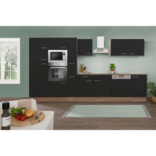 4260515339750 - Küchenprogramm Eiche York Küchenzeile 370 cm inkl E-Geräte & Mineralite Einbauspüle schwarz 4260515339750 - Küchenprogramm Eiche York Küchenzeile 370 cm inkl E-Geräte & Mineralite Einbauspüle schwarz