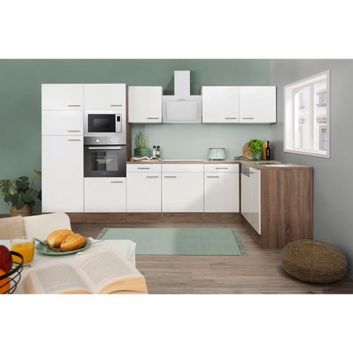 4260515339880 - Küchenprogramm Eiche York Winkelküche 340 cm inkl E-Geräte & Mineralite Einbauspüle weiß 4260515339880 - Küchenprogramm Eiche York Winkelküche 340 cm inkl E-Geräte & Mineralite Einbauspüle weiß