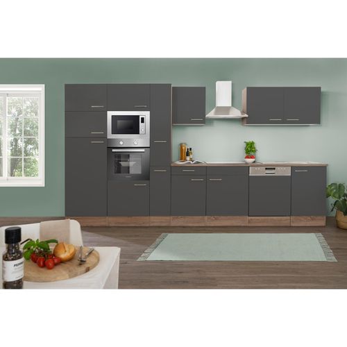 4260515339743 - Küchenprogramm Eiche York Küchenzeile 370 cm inkl E-Geräte & Mineralite Einbauspüle grau 4260515339743 - Küchenprogramm Eiche York Küchenzeile 370 cm inkl E-Geräte & Mineralite Einbauspüle grau
