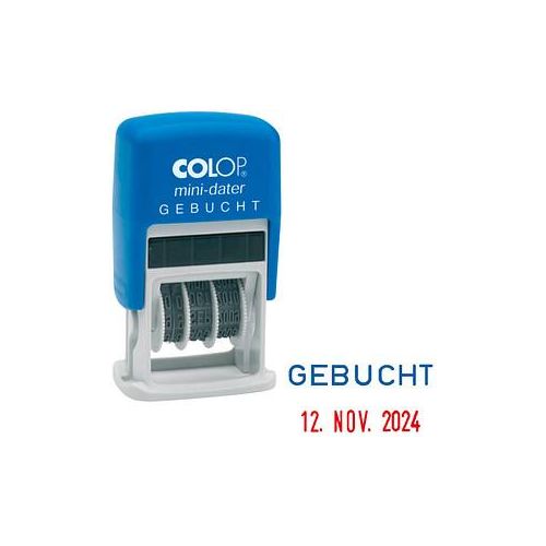 9004362302209 - Text- und Datumsstempel mini dater S160 L3 mit Text GEBUCHT + Datum Kunststoff Schrifthöhe 4mm