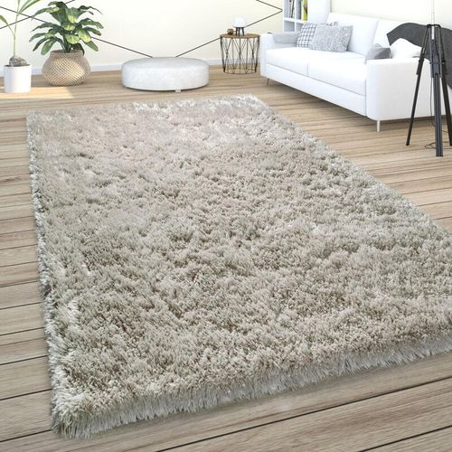 4061981130700 - Hochflor Teppich Wohnzimmer Shaggy Pastell Einfarbig Weich Flauschig Grau 80x300 cm - Paco Home