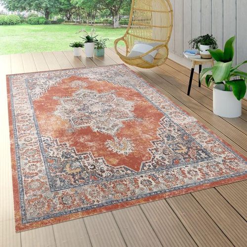 4061981113710 - Paco Home - In- & Outdoor-Teppich Für Balkon Terrasse Kurzflor Mit Orient-Design In Rot ø 160 cm Rund 4061981113710 - Paco Home - In- & Outdoor-Teppich Für Balkon Terrasse Kurzflor Mit Orient-Design In Rot ø 160 cm Rund