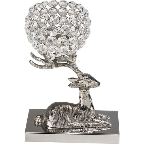4260596721000 - Kerzenhalter HOME AFFAIRE Mirabel auf Hirsch silber (silberfarben) B10cm H22cm T15cm Aluminium Kerzenhalter