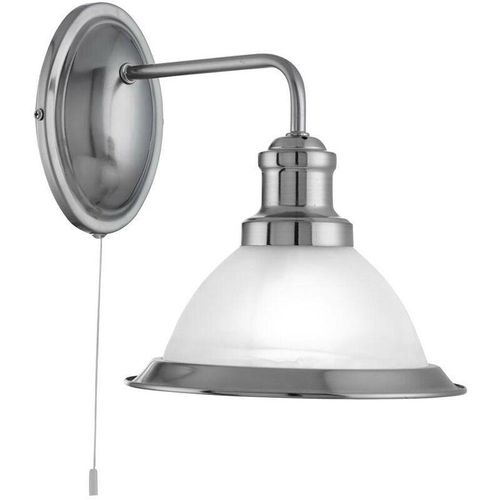 5053423059914 - Bistro - 1 Licht Wandleuchte Satin Silber mit saurem Glasschirm E27 - Searchlight