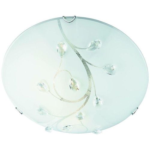 5053423028736 - Flush - 3 Light Large Ceiling Flush Light Chrom Kristallglas E27 - Searchlight