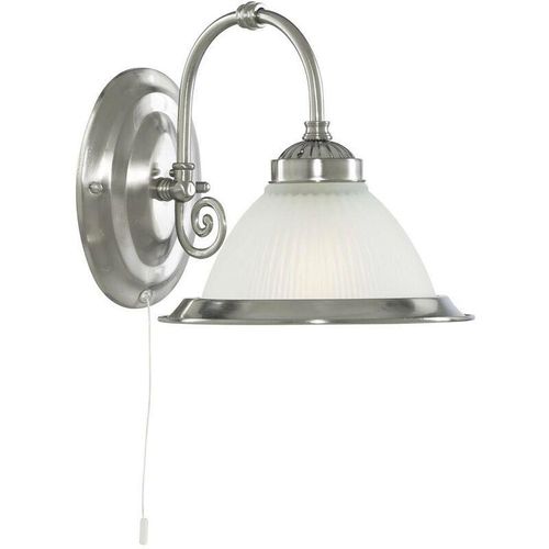 5013874209283 - American Diner - 1 Licht Wandleuchte Satin Silber mit Acid Ribbed Glass Shade E27 - Searchlight