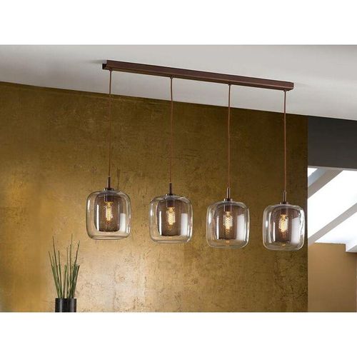 8435435323820 - Schuller Lighting - Schuller Fox - 4 Licht dimmbare hängende Decke Anhänger Mesh Brown mit Fernbedienung E27