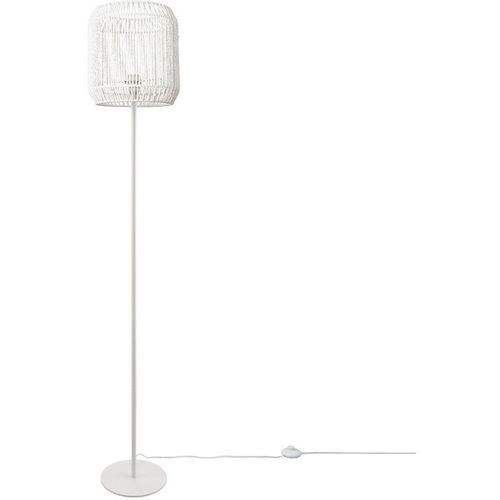 4251393981797 - Stehlampe Modern Wohnzimmer Schlafzimmer Rattan Optik Boho Korb Stehleuchte E27 Einbeinig Weiß Weiß (Ø28 cm) - Paco Home