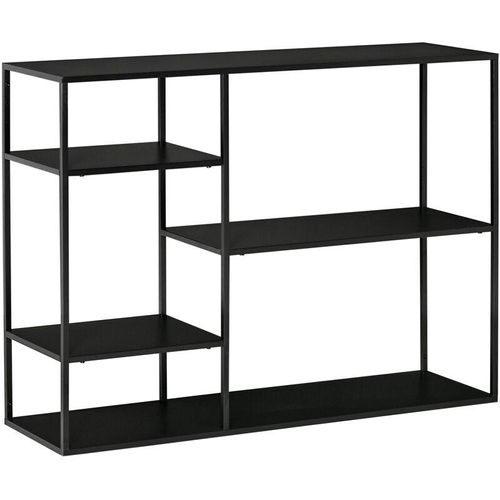 4251774927888 - Standregal Bücherregal Lagerregal Aktenregal mit 5 offenen Fächern Küchenregal Metall Schwarz 120 x 35 x 875 cm - Schwarz - Homcom