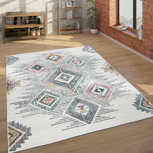 4061981120237 - Teppich Wohnzimmer Geometrisches Ethno Muster Kurzflor Mehrfarbig Beige Grau Rot 120x170 cm - Paco Home 4061981120237 - Teppich Wohnzimmer Geometrisches Ethno Muster Kurzflor Mehrfarbig Beige Grau Rot 120x170 cm - Paco Home