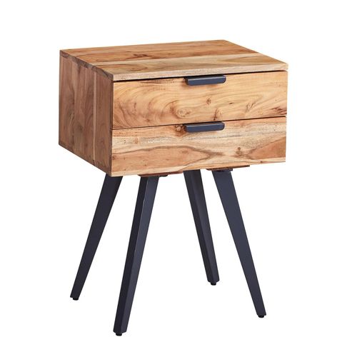 4250950299818 - Finebuy - Nachtkonsole 47 x 65 x 35 cm Akazie Massivholz Nachttisch Boxspringbett Nachtkästchen 2 Schubladen Nachtschrank Modern mit Metallbeinen 4250950299818 - Finebuy - Nachtkonsole 47 x 65 x 35 cm Akazie Massivholz Nachttisch Boxspringbett Nachtkästchen 2 Schubladen Nachtschrank Modern mit Metallbeinen