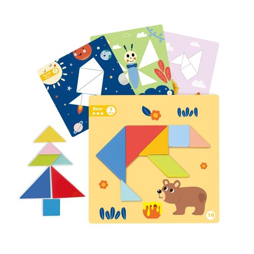 6972633371182 - Tooky Toy Tangram TF642 Magnetpuzzle Holz geometrische Formen Vorlagen 18-teilig bunt 6972633371182 - Tooky Toy Tangram TF642 Magnetpuzzle Holz geometrische Formen Vorlagen 18-teilig bunt
