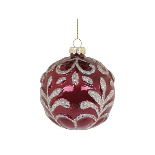 5712750316069 - Chic Antique Weihnachtskugel mit Glitzer rot Ø8 cm Modell 1