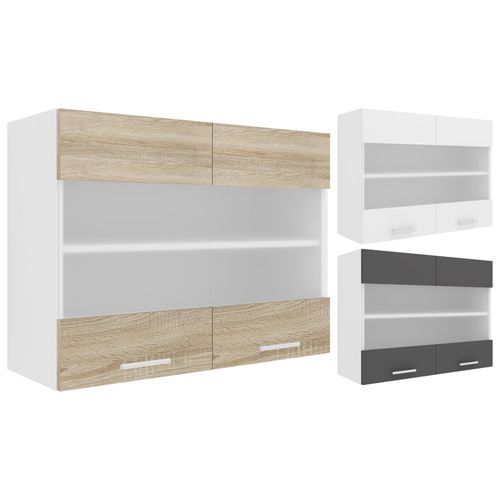 4051814423314 - Küchenschrank hängend Maße ca H 60 x B 80 x T 31 cm Hängeschrank mit zwei Fächern Küchenschrank mit Glas Küchenmöbel – Esilo